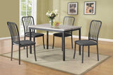 5 pcs wooden dining table with metal chairs