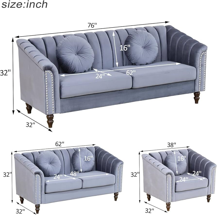 Velvet couch set