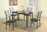 5 pcs marble dining table with wooden chairs