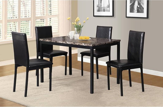 5 pcs marble dining table with leather chairs