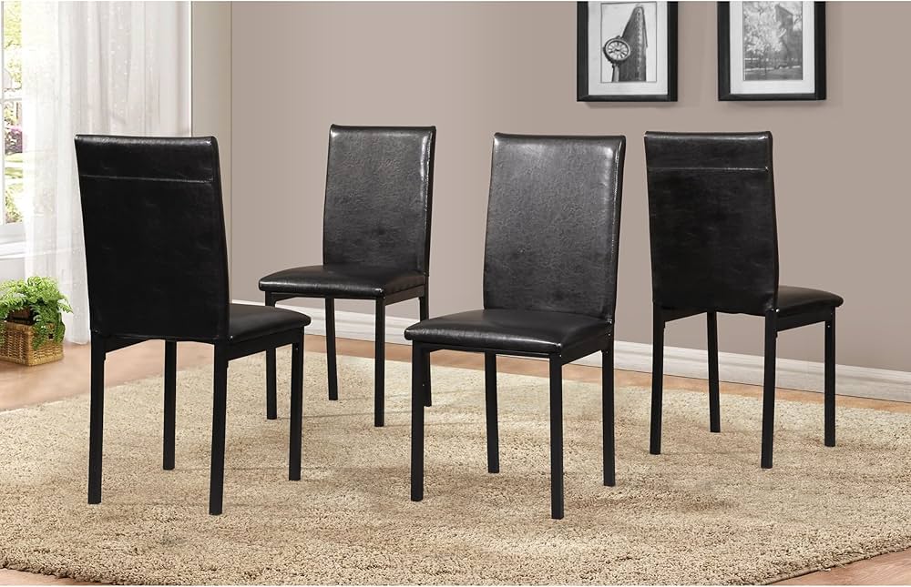 5 pcs marble dining table with leather chairs