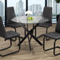 5 pcs glass dining table with leather chairs