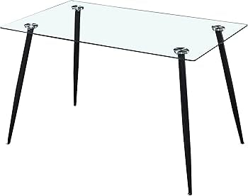 5 pcs glass dining table with leather chairs