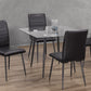 5 pcs glass dining table with leather chairs