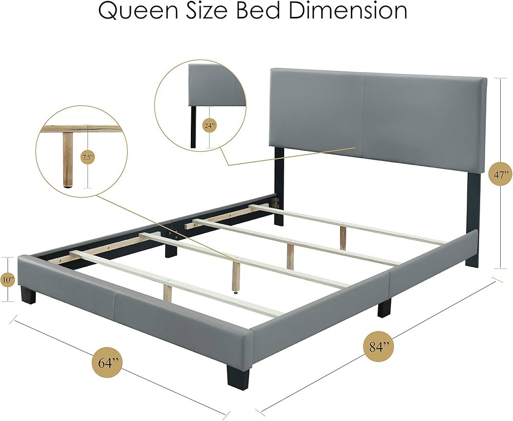 Platform leather bed frame