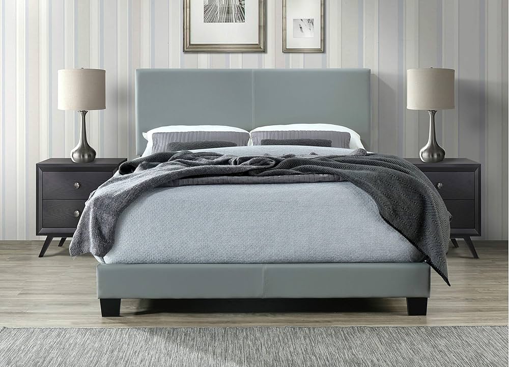 Platform leather bed frame