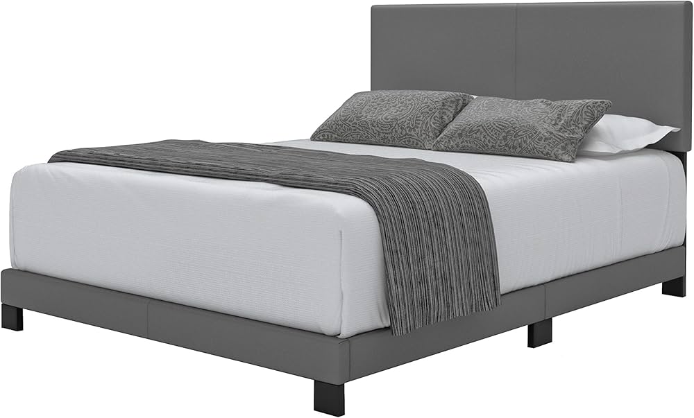 Platform leather bed frame