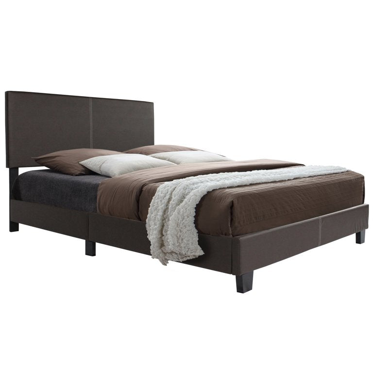 Platform leather bed frame
