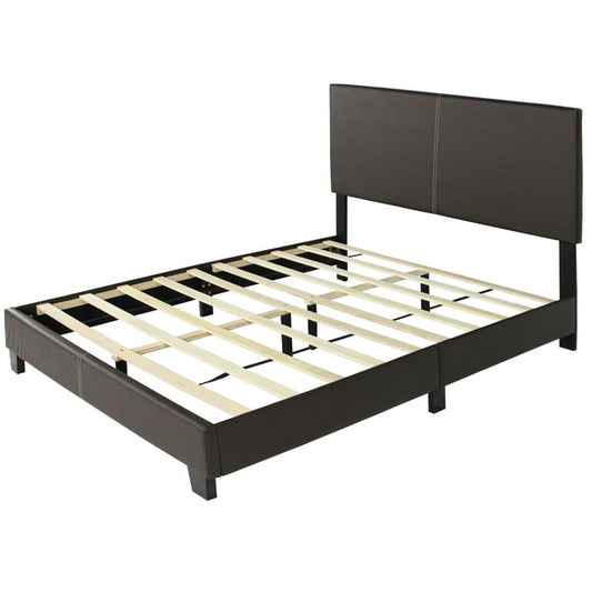 Platform leather bed frame