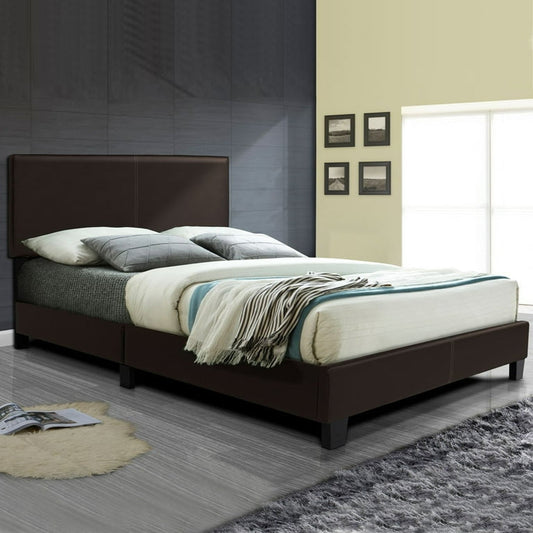 Platform leather bed frame