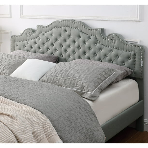 Adjustable linen headboard and bed frame