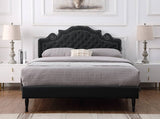 Adjustable linen headboard and bed frame