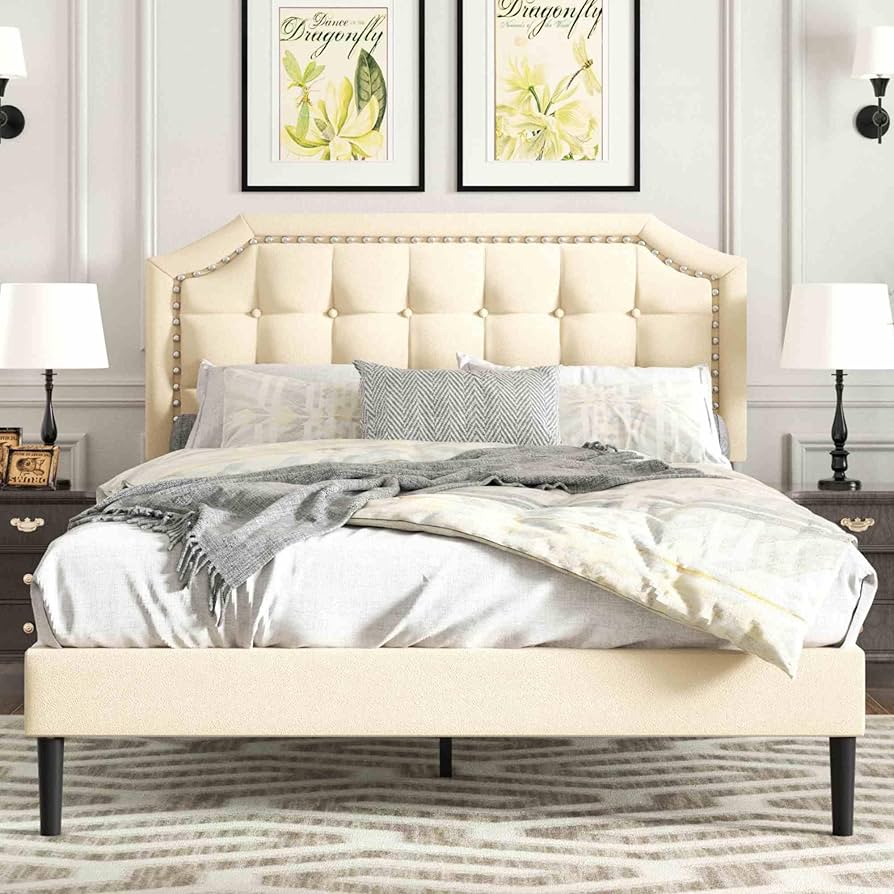 Adjustable headboard and bed frame