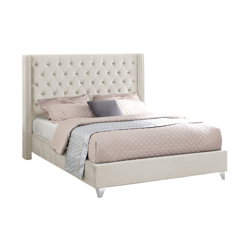 Platform velvet bed frame