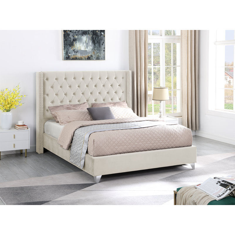 Platform velvet bed frame