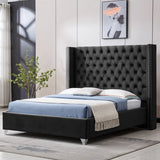 Platform velvet bed frame