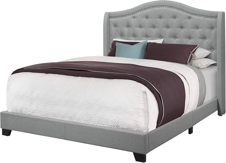 Adjustable linen headboard and  bed frame