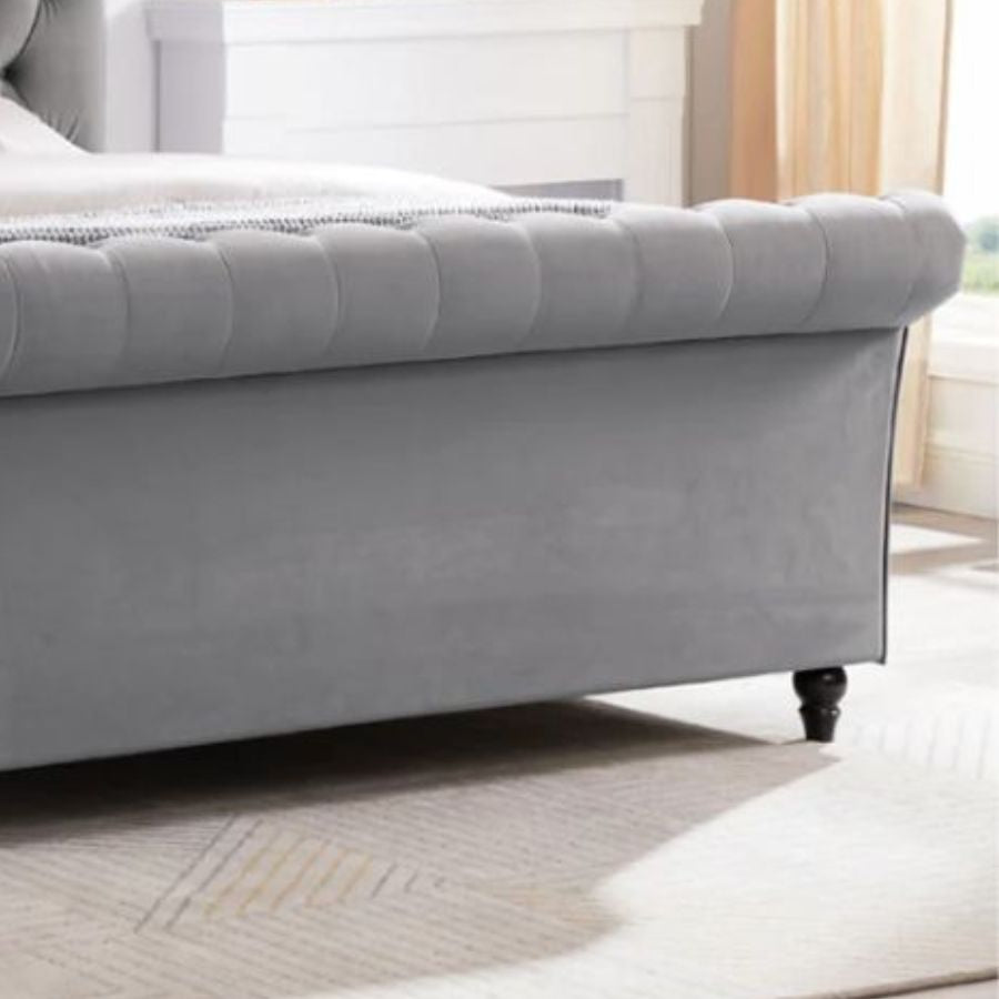 Platform velvet bed frame