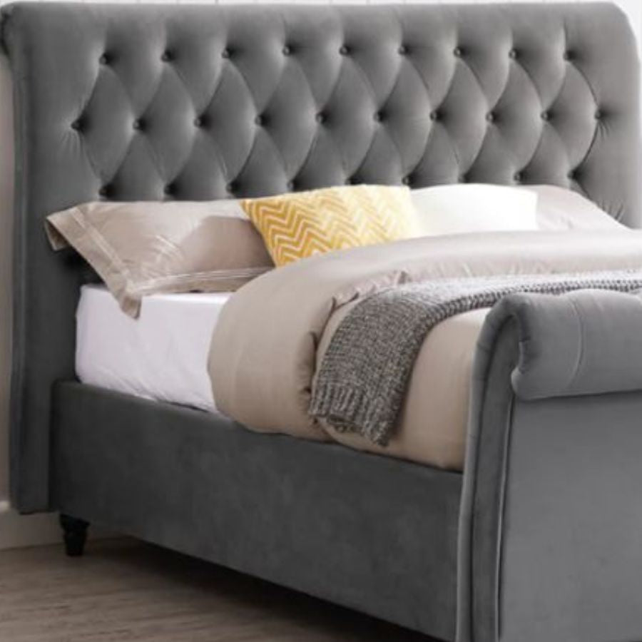 Platform velvet bed frame