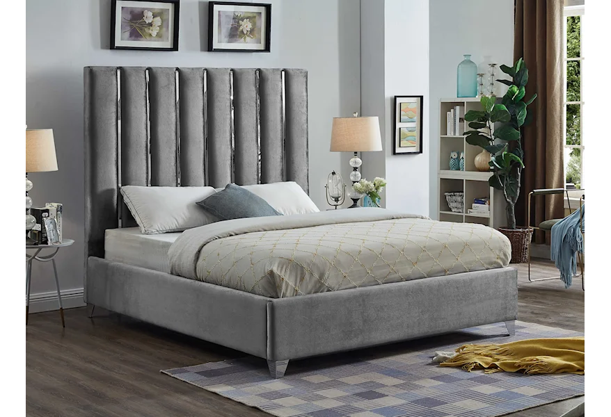 Platform velvet bed frame