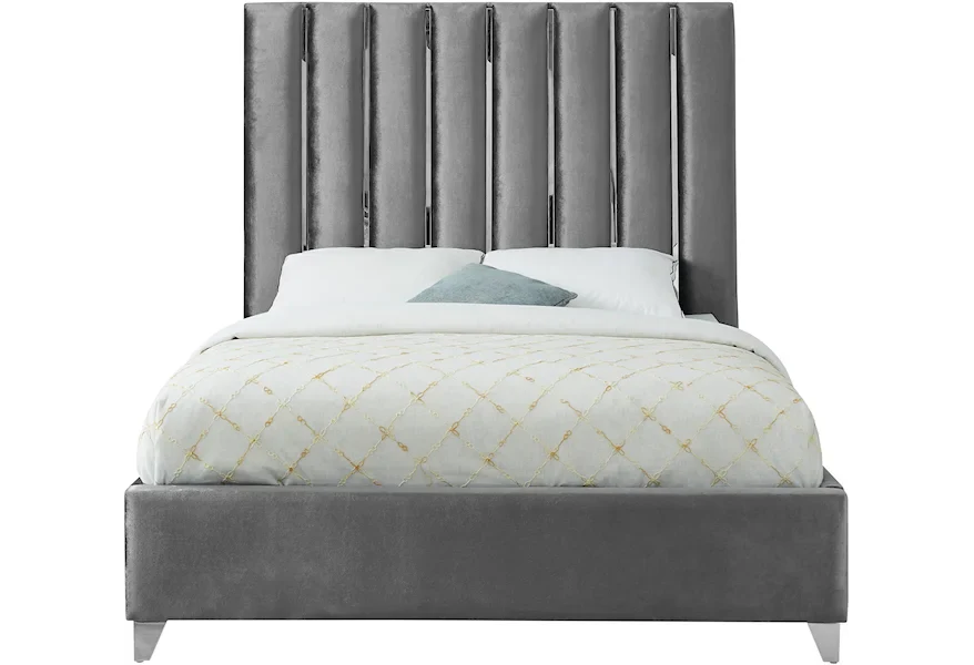 Platform velvet bed frame