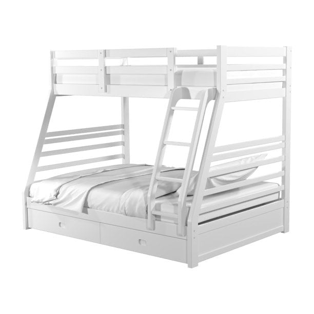 Twin over double wooden bunk bed with storage