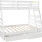Twin over double wooden bunk bed with storage