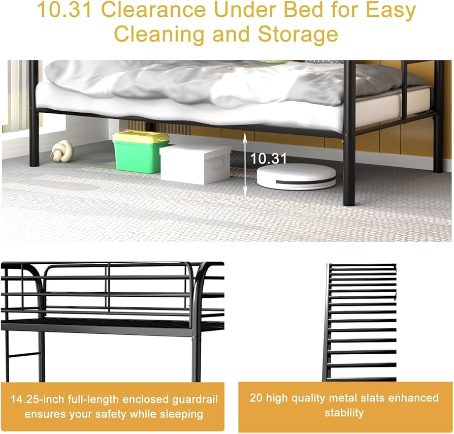 Twin over twin metal bunk bed