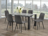 7 pcs glass dining table with leather chairs