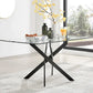 7 pcs glass dining table with leather chairs