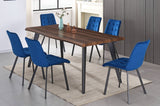 7 pcs wooden dining table with Velvet chairs