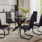 7 pcs glass dining table with leather chairs