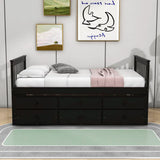 Twin over twin wooden captain bed