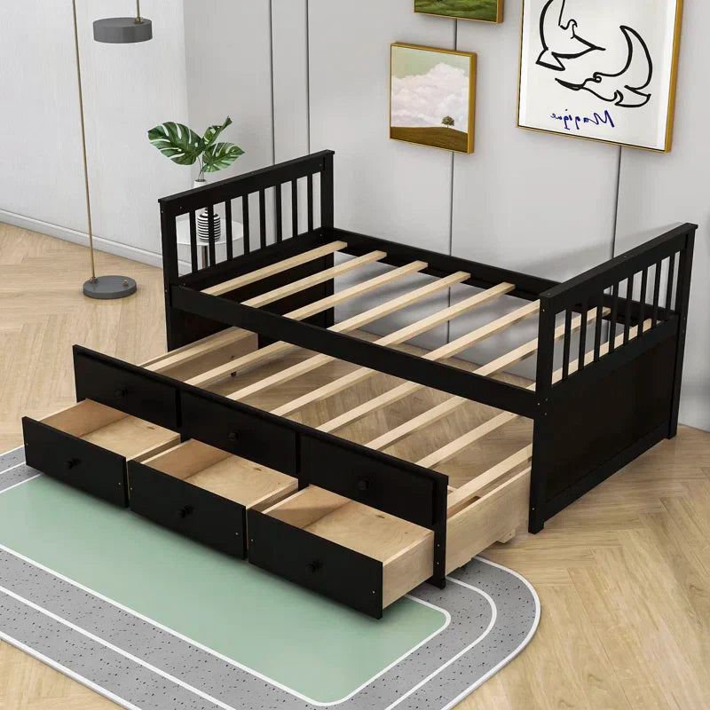 Twin over twin wooden captain bed