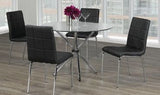 5 pcs glass dining table with leather chairs