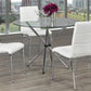 5 pcs glass dining table with leather chairs