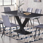 7 pcs wooden dining table with Velvet chairs