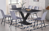 7 pcs wooden dining table with Velvet chairs