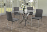 5 pcs glass dining table with leather chairs