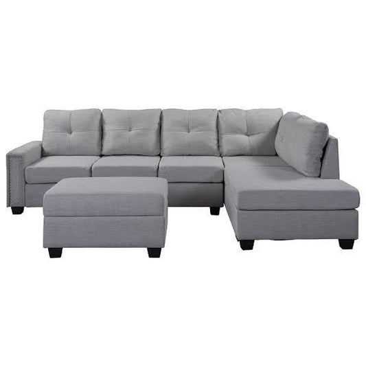 L shape 6 seater sectional couch with storage ottoman