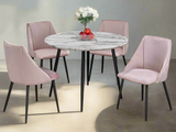 5 pcs marble dining table with Velvet chairs