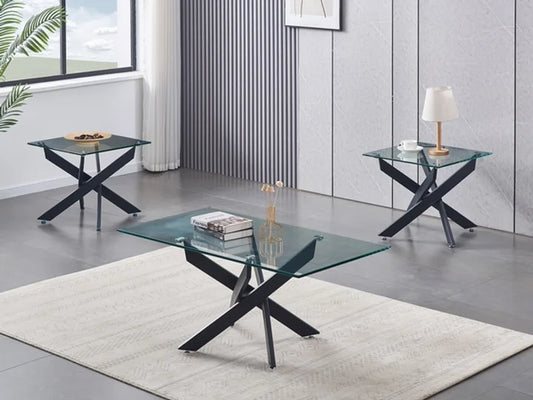 3  pcs glass coffee table set