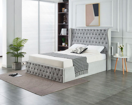 Velvet Upholstered Full Storage Bed Frame