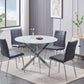 5 pcs marble dining table with leather chairs