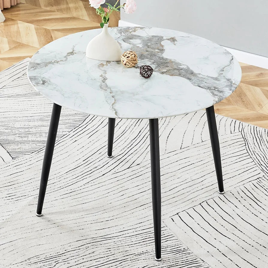 5 pcs marble dining table with Velvet chairs