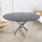 5 pcs glass dining table with leather chairs