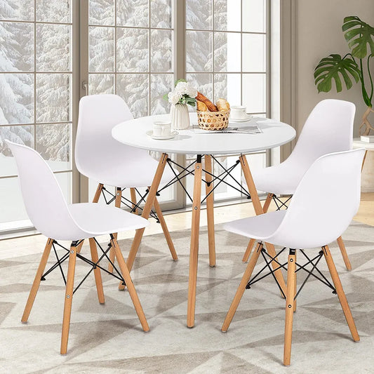 5 pcs wooden dining table with Eiffel chairs