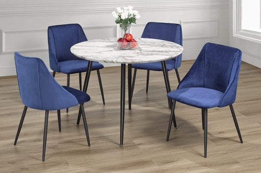 5 pcs marble dining table with Velvet chairs