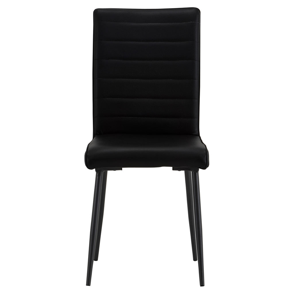 5 pcs glass dining table with leather chairs