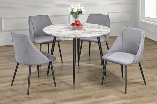 5 pcs marble dining table with Velvet chairs